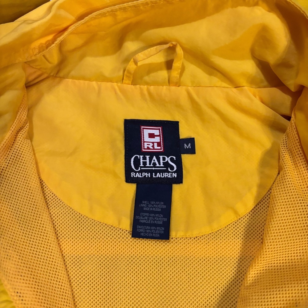Chaps Ralph Lauren Mens Yellow Anorak Windbreaker Jacket Hooded Vintage Size M‎ - Picture 6 of 12